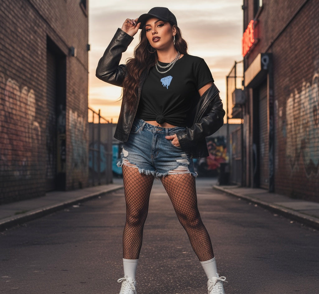 Women's "Melting Bling" Black Tee - Alternative Clothing