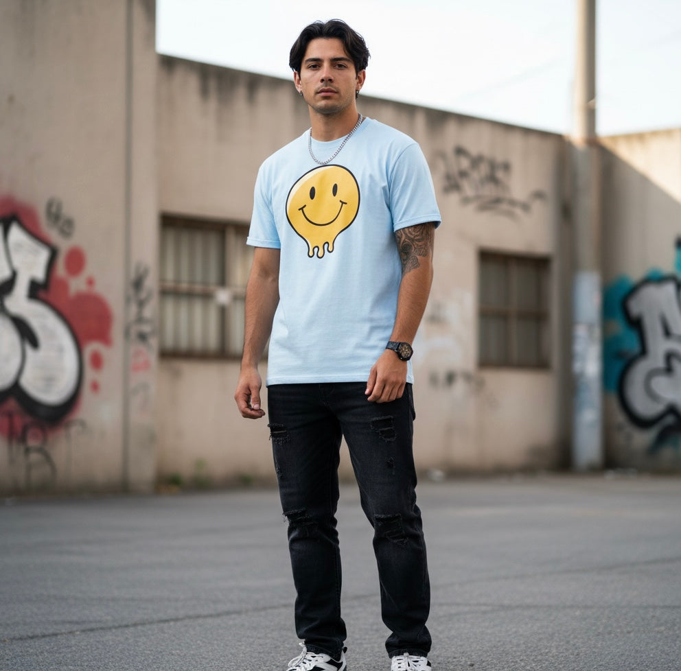 Flagship Melting Smiley T-Shirt | Men's Psychedelic Graphic Skater Tee