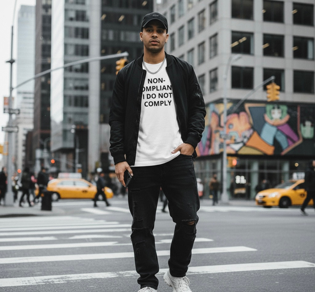Non-Compliant Tee: I Will Not Comply Shirt | Anti-Government, Spiritual & Skater Vibe Clothing