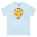 Men's flagship t-shirt with classic melting smiley graphic. Psychedelic art, spiritual hippy, and skater tee aesthetic.