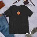 Men's black streetwear t-shirt with melting basketball abstract art graphic. Unique trippy design and skater vibe apparel.